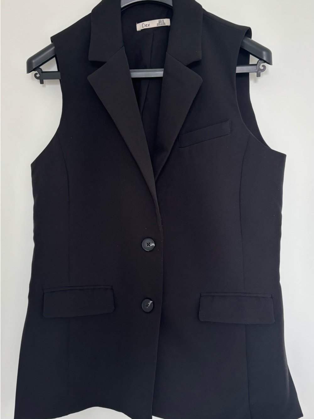 Dex Black Sleeveless Tailored Blazer Vest